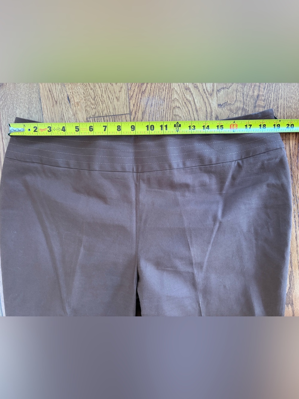 Ann Klein Brown Cropped Pants Side Zip High Waist Stretch Casual Office Size 16 - Picture 5 of 10